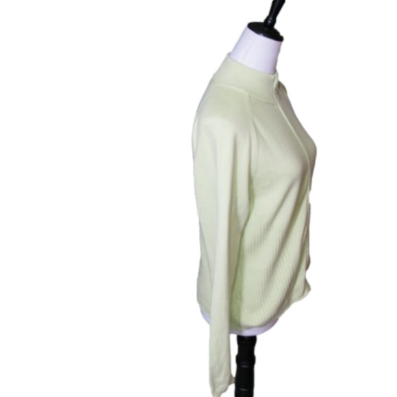 TALBOT'S Lime Green Zip Front Cardigan Size Medium - Picture 5 of 7
